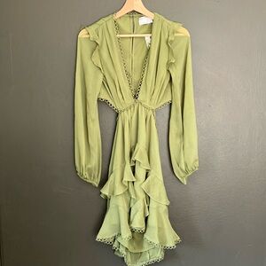 ASOS Design Long Sleeve Ruffle Cut out Dress